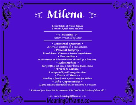 milena name meaning.